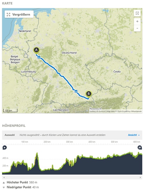 Die Strecke Köln - Chiemsee. 700 km
Karl Dahm Handwerkertage 