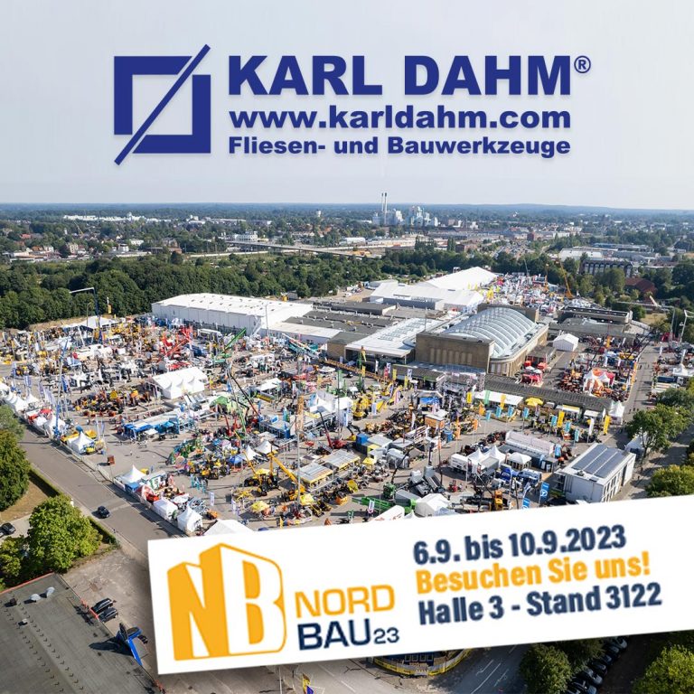 NordBau Messe 2023 in Neumünster. KARL DAHM Werkzeuge ist in Halle 3 an Stand 3122 vertreten.